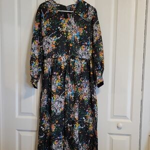 Floral Long Sleeve Dress Lg
